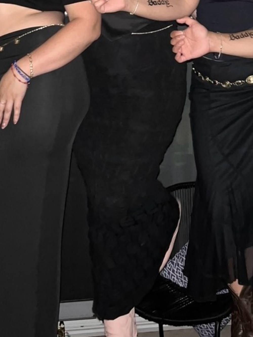 Textured black body on dress/skirt